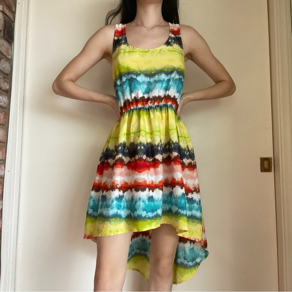 colorful high low dress